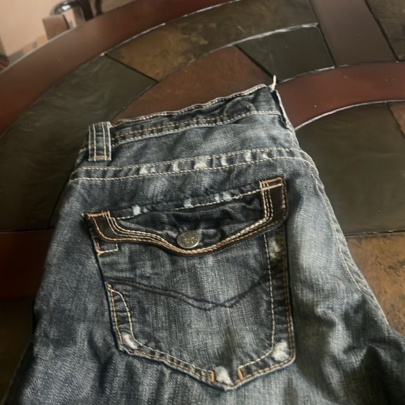 Men's distressed MEK denim button up jeans size 34/32 - Picture 9 of 10